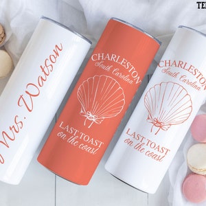 Last Toast On The Coast, Charleston SC Bachelorette Tumbler, Personalized Beach Bachelorette Tumblers, Social Club Bachelorette Party Favors
