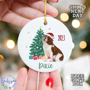 English Bulldog Christmas Ornament, Personalized Bulldog Ornament, English Bull Dog Christmas Ornament, Custom Bulldog Ornament With Name