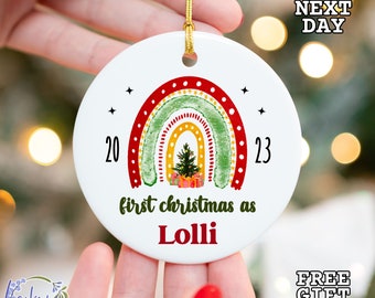 New Grandma Ornament, First Christmas as Gigi, Custom Nonnie Name Ornament, Personalized First Christmas as Mimi Ornament, Lolli Gift