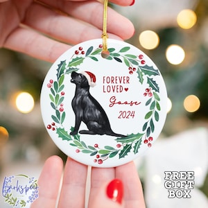 Adorno conmemorativo de labrador, adorno personalizado de labrador, "Siempre amado", "Por siempre en nuestros corazones", adorno conmemorativo de labrador personalizado