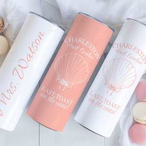 Last Toast On The Coast, Charleston SC Bachelorette Tumbler, Personalized Beach Bachelorette Tumblers, Social Club Bachelorette Party Favors