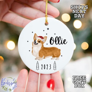 Corgi Christmas Ornament, Corgi Christmas Personalized Dog Ornament, Custom Dog Name Corgi Christmas Ornament, Custom Corgi Ornament 2024
