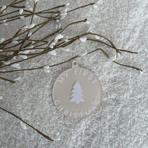 My First Christmas Acrylic Ornament, First Christmas, Christmas Ornament, Baby&#39;s Christmas Marker, Baby&#39;s Christmas Tree Ornament Disc
