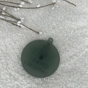 First Christmas Acrylic Ornament, First Christmas, Christmas Ornament, Baby&#39;s Christmas Marker, Baby&#39;s Christmas Tree Ornament Disc