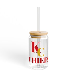 KC Chiefs Sipper Glass, Football Fan Gift, NFL Drinkware, 16oz Cup, Game Day Essential, Tailgating Gear