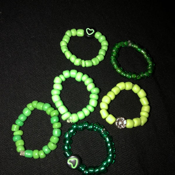 Set of 2 Green Bead Rings