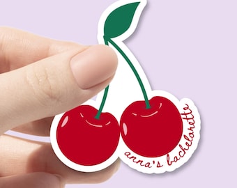 Custom Lucky in Love Bachelorette Sticker for Las Vegas Bachelorette Party Favor Cherry Sticker Decor Personalized Bachelorette Gift