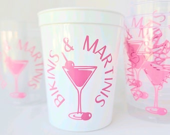 Bikinis and Martinis Personalized Bachelorette Cup for Bachelorette Party Cup But First Martini Decor Bachelorette Martinis and Matrimony