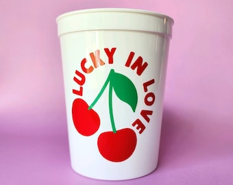 Lucky in Love Bachelorette Decor Cup for Las Vegas Bachelorette Party Cup Vegas Wedding Casino Theme Bachelorette Cherry Bach Party Decor