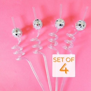 Disco Ball Straws in Clear Plastic for Bachelorette Parties Disco Parties Small Disco Ball Clear Straw Party Favor for Bridesmaids