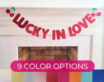 Lucky in LOVE Casino Theme Bachelorette Banner for Vegas Bachelorette Party Decorations Vegas Bachelorette Banner with Cherries