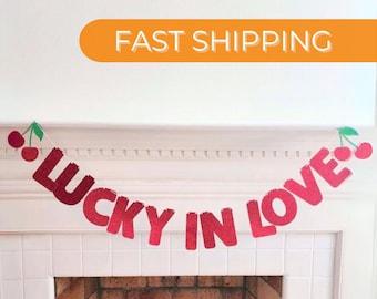 Lucky in LOVE Casino Theme Bachelorette Banner for Vegas Bachelorette Party Decorations Vegas Bachelorette Banner with Cherries