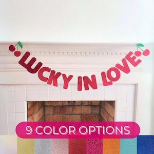 Lucky in LOVE Banner de despedida de solteira com tema de cassino para decorações de festa de despedida de solteira de Vegas Banner de despedida de solteira de Vegas com cerejas