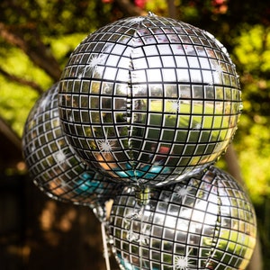 Party Favor Disco Ball Balloons in Packs of 3 Party Favor Balloons in Silver for Birthday Parties Bachelorette Party