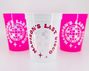 Party Favor Cups Customized in Pink and White for Bachelorette Parties Birthday Party Favors Disco Cups Mama Mia Themed Party Favor