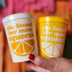 She Found Her Main Squeeze Bachelorette Cups for Bach Party Bachelorette Party Favors Bridesmaid Gifts Bachelorette Lemon Theme Main Squeeze