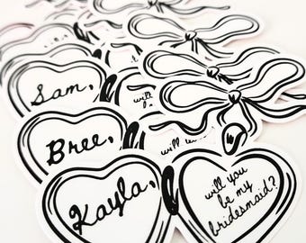 Custom Bridesmaid Proposal Sticker for Bridesmaid Box Bridesmaid Sticker Coquette Maid Of Honor Sticker With Bow Bridesmaid Gift Decal