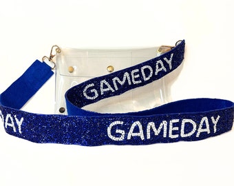 Clear Bag and Beaded Purse Strap for Gameday Football Purse Strap for Tailgating Stadium Bag and Beaded Strap