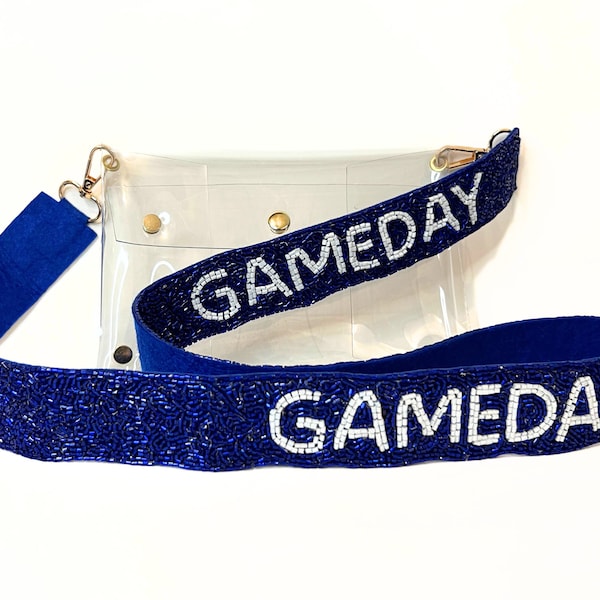 Clear Bag and Beaded Purse Strap for Gameday Football Purse Strap for Tailgating Stadium Bag and Beaded Strap