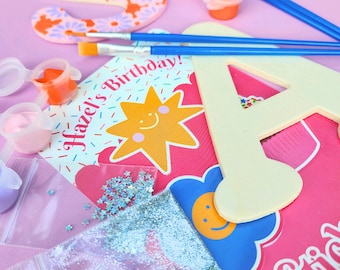 Kit de pintura con monograma personalizado para fiesta infantil, regalo de cumpleaños, kit de manualidades, proyecto de aula, kit de pintura para hacer uno mismo