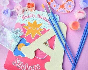 Kit de pintura con monograma personalizado para fiesta infantil, regalo de cumpleaños, kit de manualidades, proyecto de aula, kit de pintura para hacer uno mismo