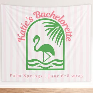 Benutzerdefinierte Palm Springs Bachelorette Kulisse für Beach Club Party Dekor Bachelorette Pool Party Retro personalisierte Palm Springs Bach Palme