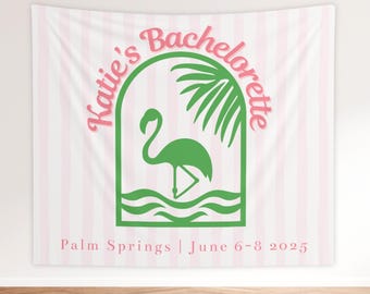 Custom Palm Springs Bachelorette Backdrop for Beach Club Party Decor Bachelorette Pool Party Retro Personalized Palm Springs Bach Palm Tree