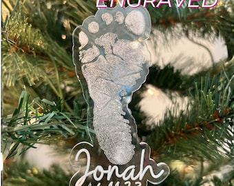 Baby's First Christmas Ornament with Newborn Footprint Ornament New Baby Announcement Keepsake Gift for Grandparent Baby Footprint for Mom