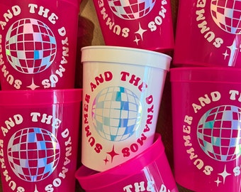 Party Favor Cups Customized in Pink and White for Bachelorette Parties Birthday Party Favors Disco Cups Mama Mia Themed Party Favor