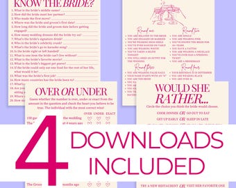 Juego de despedida de soltera digital para fiesta nupcial, divertido juego de beber descargable, juego de trivia imprimible para novias, descarga instantánea de juegos de despedida de soltera