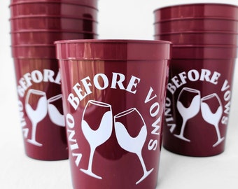 Coupe de fête Vino before Vow pour le thème du vin, cadeau d'enterrement de vie de garçon ou jeune fille, décoration de visite de vignobles pour une décoration de partie de Bach sur le thème unique, décoration de verre à vin