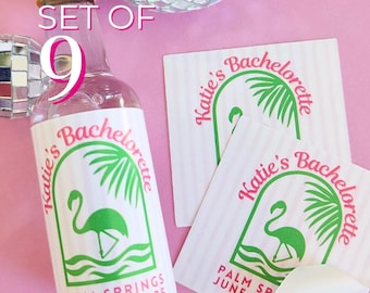 Personalized Retro Beach Bachelorette Mini Party Favor for Palm Springs Bachelorette Mini Shot Label Customized Label for Bachelorette Party