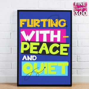 Trendy pop grote muurkunst, afdrukbare niet-ingelijste woonkamer, boven het bed muurdecoratie, kleurrijke kunstzinnige felgekleurde kunst, #flirten met