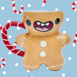 Tazza carina con omino di pan di zenzero per idea regalo di Natale per lei Tazza carina tazza di pan di zenzero 3D regalo per la stagione natalizia Tazza per regalo per gli amanti del caffè