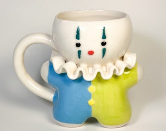 Niedliche Clown Tasse - Handgemachte Keramik Kaffeetasse, Kawaii Teetasse, Einzigartige Keramik, Weihnachtsgeschenk