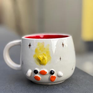 Taza de café de cerámica con forma de pájaro, bonita taza de cerámica hecha a mano, regalo para amantes del café, taza kawaii, taza de regalo de Navidad, taza Undi para decoración del hogar