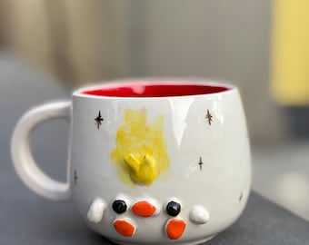 Cute Bird Ceramic Coffee Mug, Cute Pottery Mug Handmade, Coffee Lover Gift, Kawaii Mug, Christmas Gift Mug, Home Decor Undi Cup