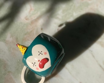 Niedliche Clown Tasse - Handgemachte Keramik Kaffeetasse, Kawaii Teetasse, Einzigartige Keramik, Weihnachtsgeschenk