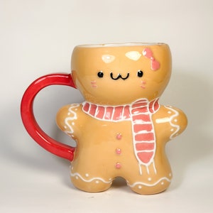 Taza con forma de hombrecito de jengibre - Taza de chocolate navideña 3D personalizada - Taza navideña fea y única para las fiestas - Regalo de taza adorable