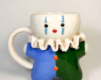 Niedliche Clown Tasse - Handgemachte Keramik Kaffeetasse, Kawaii Teetasse, Einzigartige Keramik, Weihnachtsgeschenk