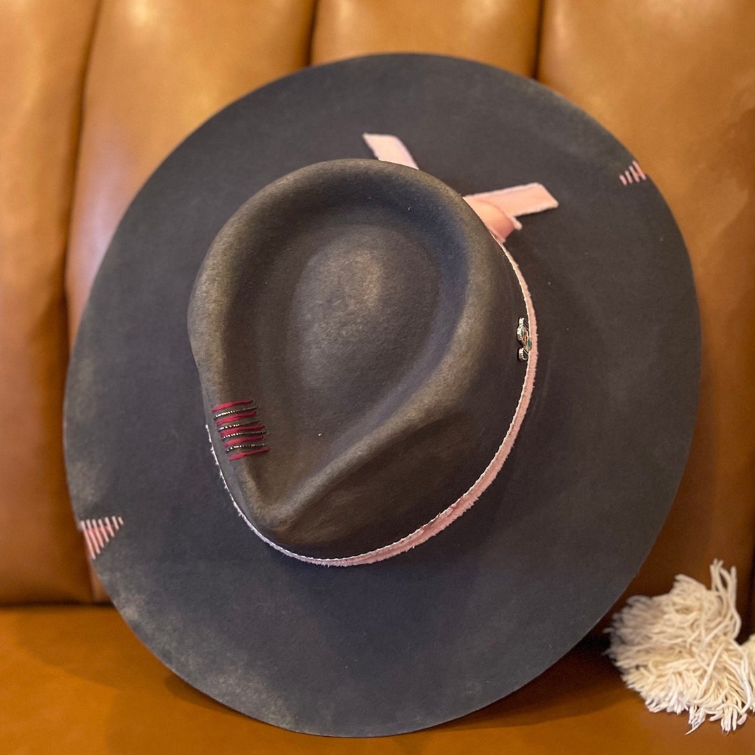 Distressed Wide Brim Hat Boho Rocker Wide Brim Hat Western - Etsy