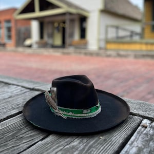 Distressed Wide Brim Hat | Boho Rocker Wide Brim Hat | Western Branded Hat | Burned Wide Brim Hat