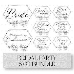 Pacchetto SVG per festa nuziale, Sposa in formato SVG, Sarai la mia damigella d'onore in formato SVG, Sposa in formato SVG / batchelorette in formato SVG / damigella d'onore in formato SVG / sposa sqaud in formato SVG