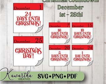 Weihnachts-Countdown-Svg, Weihnachts-Countdown-Svg, Weihnachtskalender-Svg, Tage bis Weihnachten svg, Countdown bis Weihnachten svg, Kalender-Svg