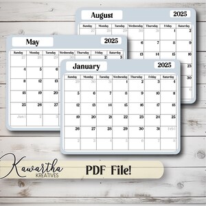 2025 Calendar Printable, Desk Calendar, Printable Calendar, 2025 Calendar, 2025 Planner, 2025 Wall Calendar, Digital Planner 2025