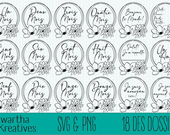 FRENCH MILESTONE svg | Étape importante du bébé français svg | bébé svg | annonce de bébé svg | nouveau-née svg | florale svg | bébé onesie
