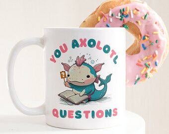 Sie Axolotl Fragen Becher, süße Salamander Kaffeetasse, Wissenschaft Lehrer Geschenk für sie, Axolotl Liebhaber, Natur, Kawaii Tier