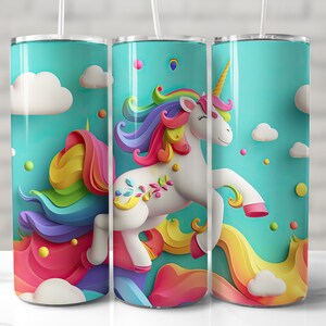 3D Unicorn Tumbler Wrap, Baby Unicorn Tumbler Wrap, Seamless Tumbler Wrap, Fantasy, Mythological, 20 oz Skinny Tumbler PNG, Sublimation