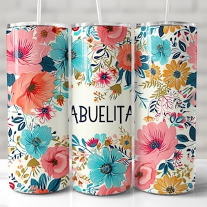 Abuelita Tumbler Wrap, 20oz Skinny Tumbler Sublimation Design, Seamless Tumbler Wrap, Abuelita Tumbler PNG, Grandmother Tumbler, Abuela Wrap