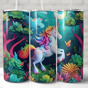 3D Unicorn Tumbler Wrap, Baby Unicorn Tumbler Wrap, Seamless Tumbler Wrap, Fantasy, Mythological, 20 oz Skinny Tumbler PNG, Sublimation